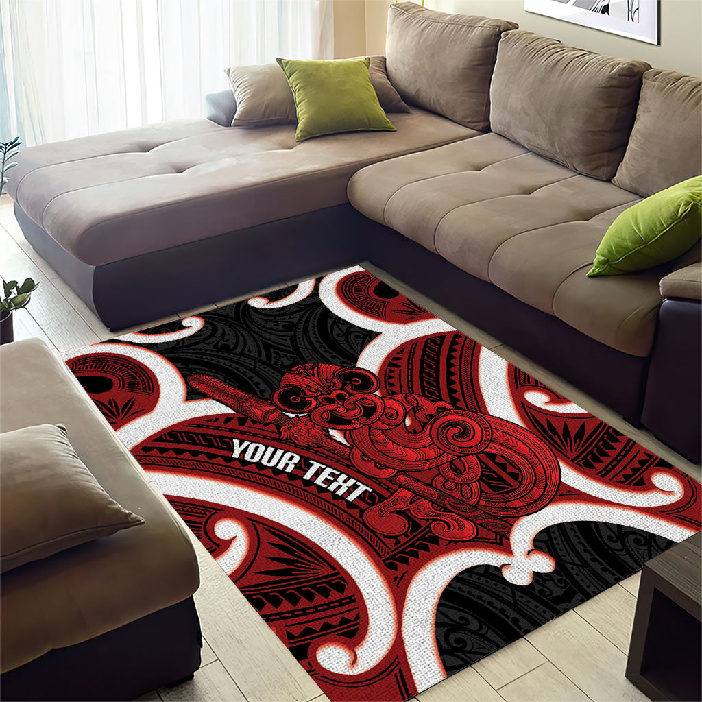 Whero Aotearoa Atua Tumatauenga Personalised Area Rug Maori God Of War Tiki With Taiaha LT14 - Polynesian Pride