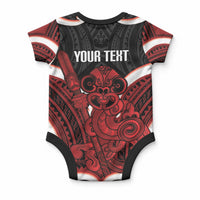 Whero Aotearoa Atua Tumatauenga Personalised Baby Onesie Maori God Of War Tiki With Taiaha
