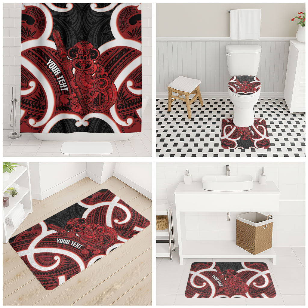 Whero Aotearoa Atua Tumatauenga Personalised Bathroom Set Maori God Of War Tiki With Taiaha LT14 - Polynesian Pride