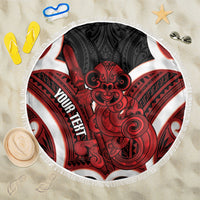 Whero Aotearoa Atua Tumatauenga Personalised Beach Blanket Maori God Of War Tiki With Taiaha LT14 One Size 150cm Red - Polynesian Pride