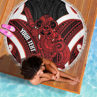 Whero Aotearoa Atua Tumatauenga Personalised Beach Blanket Maori God Of War Tiki With Taiaha LT14 - Polynesian Pride