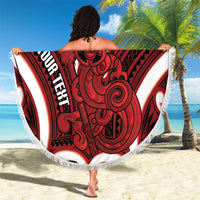 Whero Aotearoa Atua Tumatauenga Personalised Beach Blanket Maori God Of War Tiki With Taiaha LT14 - Polynesian Pride