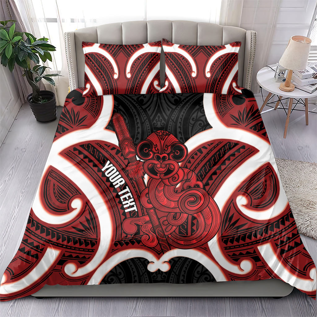 Whero Aotearoa Atua Tumatauenga Personalised Bedding Set Maori God Of War Tiki With Taiaha LT14 - Polynesian Pride