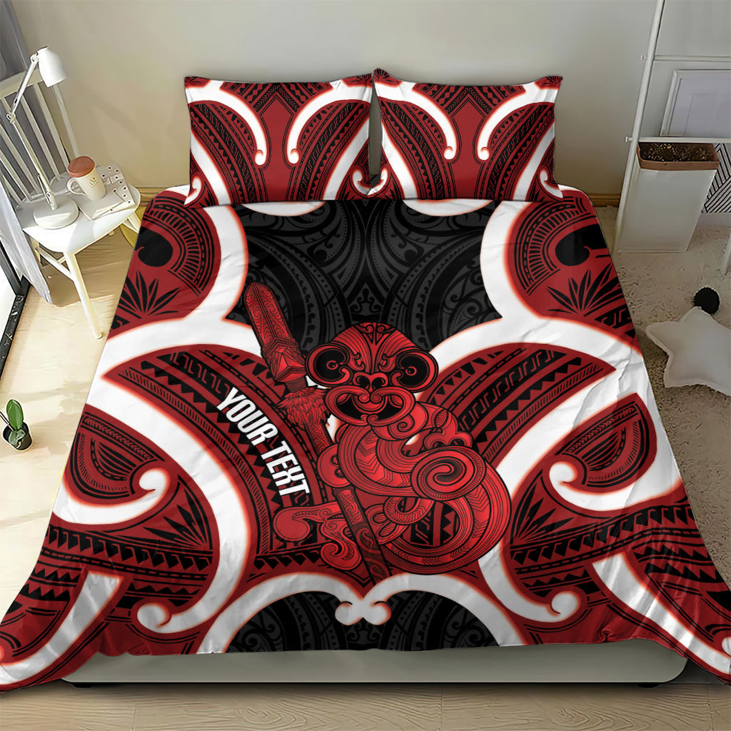 Whero Aotearoa Atua Tumatauenga Personalised Bedding Set Maori God Of War Tiki With Taiaha LT14 - Polynesian Pride