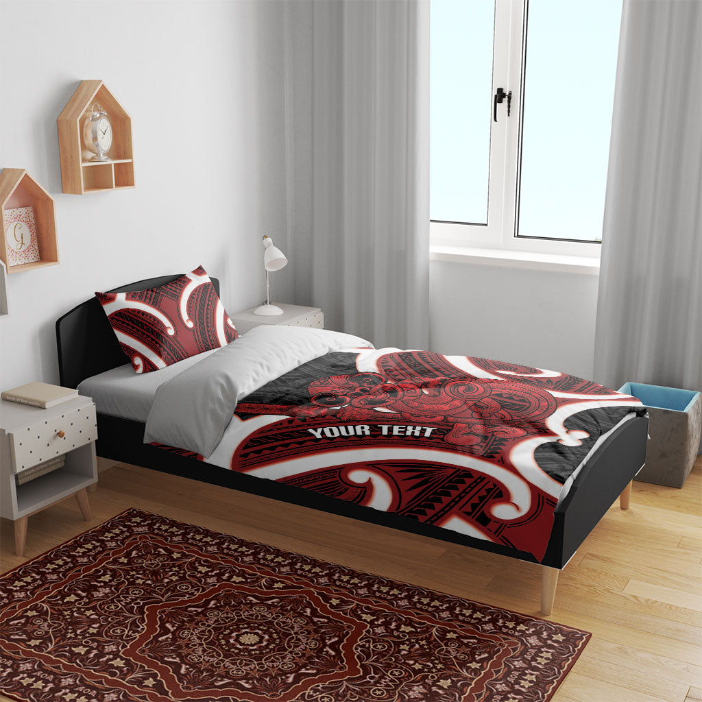 Whero Aotearoa Atua Tumatauenga Personalised Bedding Set Maori God Of War Tiki With Taiaha LT14 - Polynesian Pride