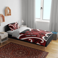 Whero Aotearoa Atua Tumatauenga Personalised Bedding Set Maori God Of War Tiki With Taiaha LT14 - Polynesian Pride