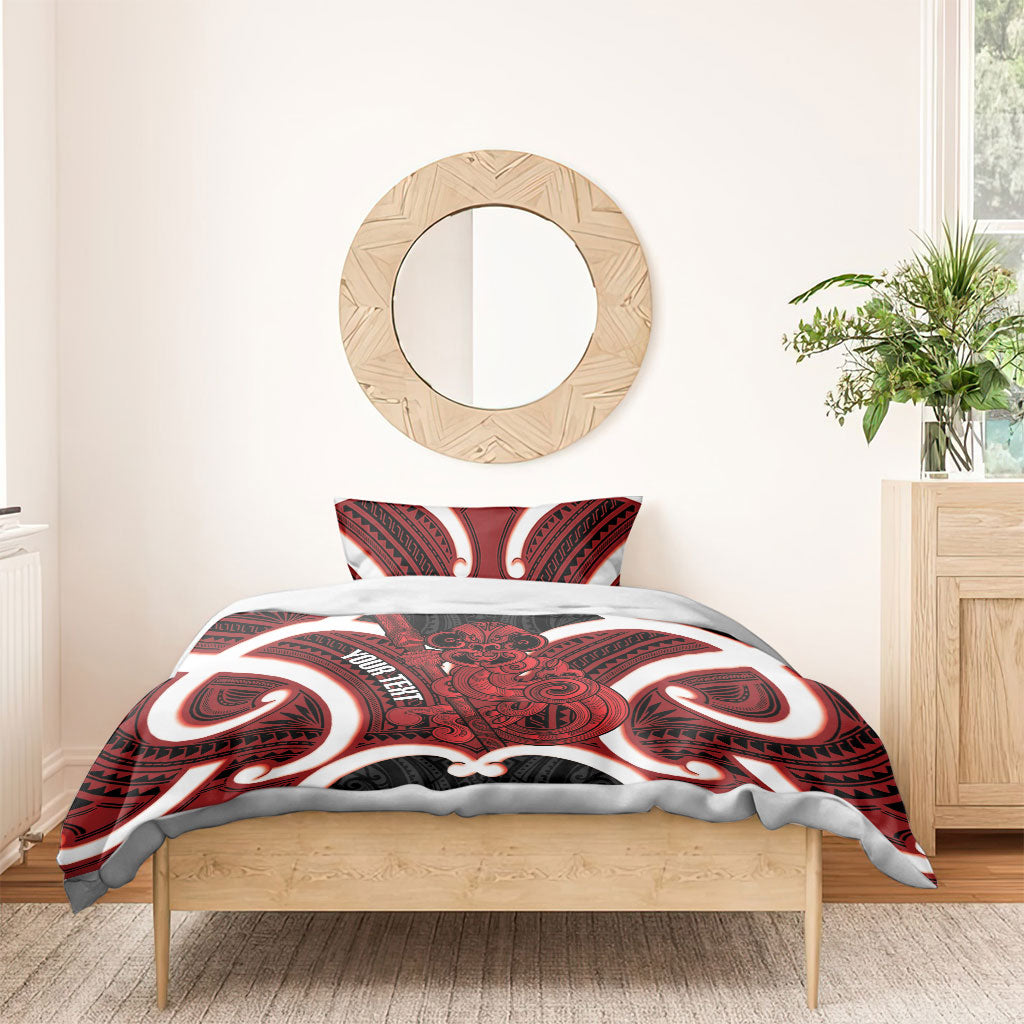 Whero Aotearoa Atua Tumatauenga Personalised Bedding Set Maori God Of War Tiki With Taiaha LT14 - Polynesian Pride