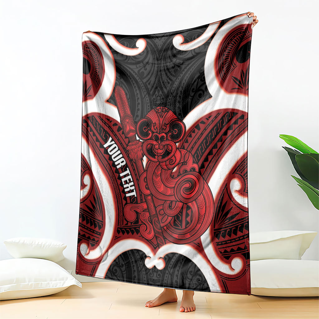 Whero Aotearoa Atua Tumatauenga Personalised Blanket Maori God Of War Tiki With Taiaha LT14 - Polynesian Pride