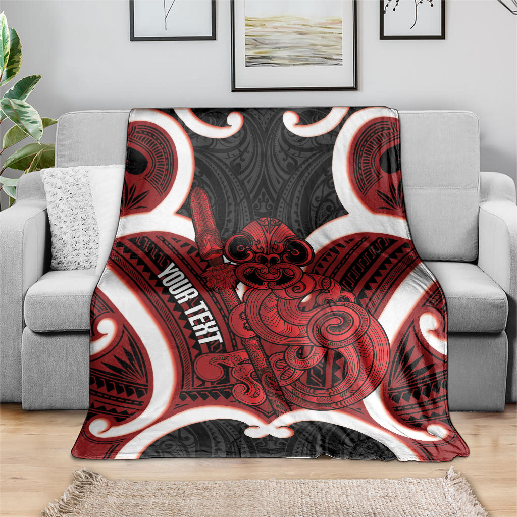 Whero Aotearoa Atua Tumatauenga Personalised Blanket Maori God Of War Tiki With Taiaha LT14 - Polynesian Pride