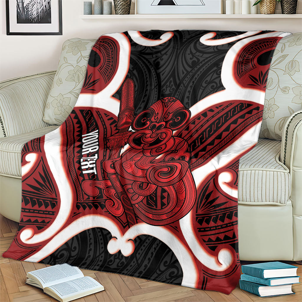 Whero Aotearoa Atua Tumatauenga Personalised Blanket Maori God Of War Tiki With Taiaha LT14 - Polynesian Pride