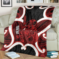 Whero Aotearoa Atua Tumatauenga Personalised Blanket Maori God Of War Tiki With Taiaha LT14 - Polynesian Pride