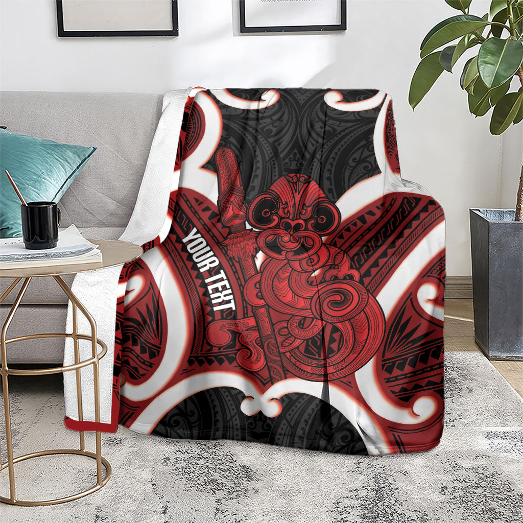 Whero Aotearoa Atua Tumatauenga Personalised Blanket Maori God Of War Tiki With Taiaha LT14 - Polynesian Pride