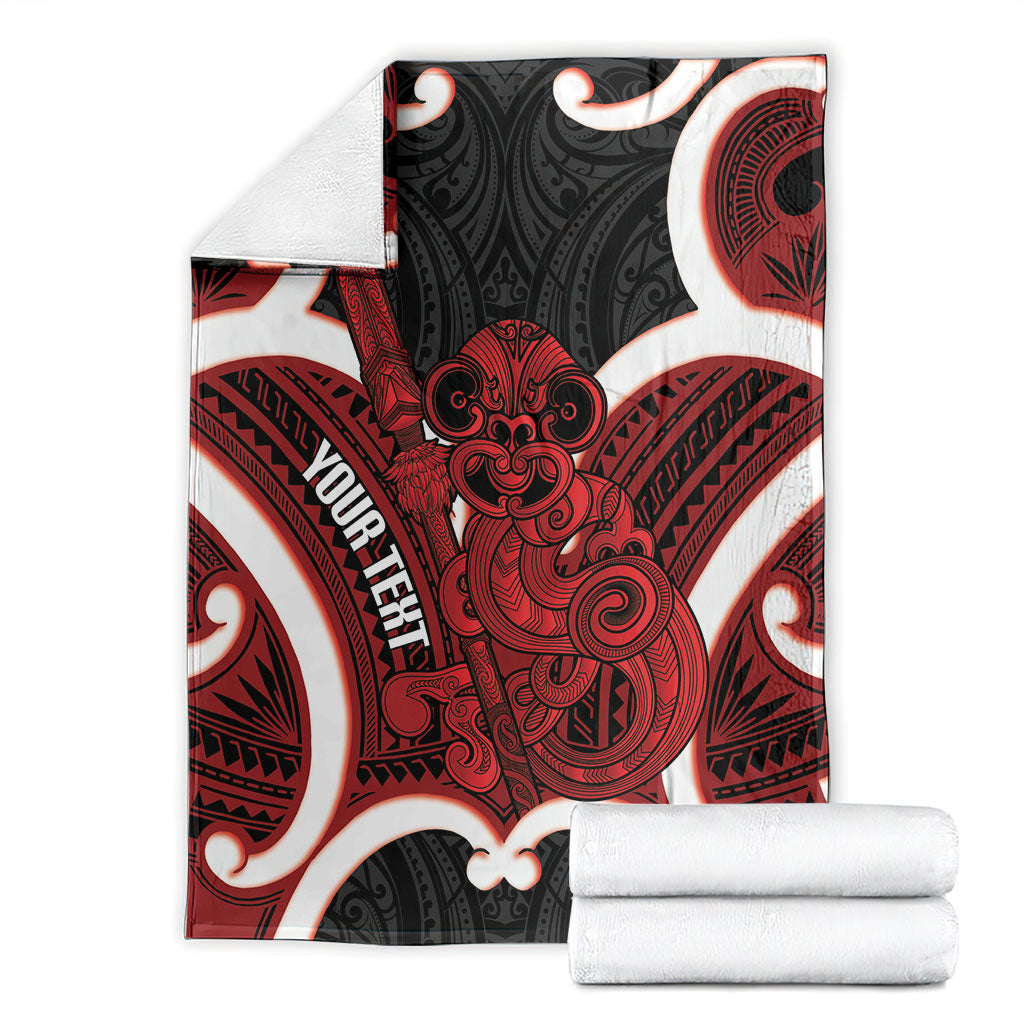 Whero Aotearoa Atua Tumatauenga Personalised Blanket Maori God Of War Tiki With Taiaha LT14 - Polynesian Pride
