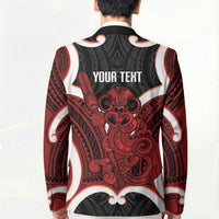 Whero Aotearoa Atua Tumatauenga Personalised Blazer Maori God Of War Tiki With Taiaha LT14 - Polynesian Pride
