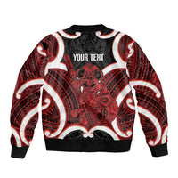 Whero Aotearoa Atua Tumatauenga Personalised Bomber Jacket Maori God Of War Tiki With Taiaha