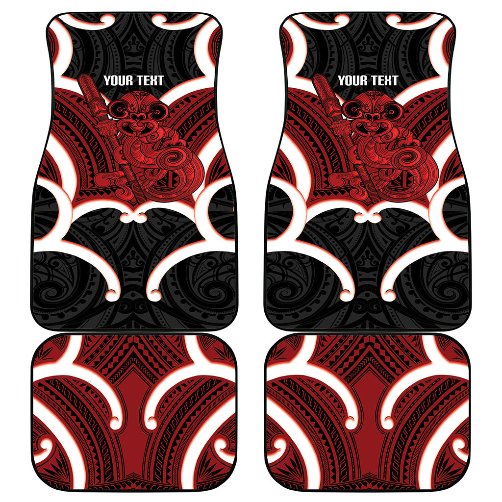 Whero Aotearoa Atua Tumatauenga Personalised Car Mats Maori God Of War Tiki With Taiaha LT14 - Polynesian Pride
