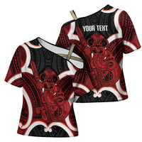 Whero Aotearoa Atua Tumatauenga Personalised Cross Shoulder Shirt Maori God Of War Tiki With Taiaha