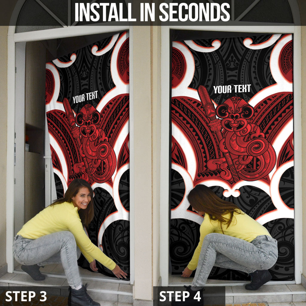 Whero Aotearoa Atua Tumatauenga Personalised Door Cover Maori God Of War Tiki With Taiaha LT14 - Polynesian Pride