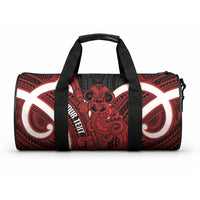 Whero Aotearoa Atua Tumatauenga Personalised Duffle Bag Maori God Of War Tiki With Taiaha