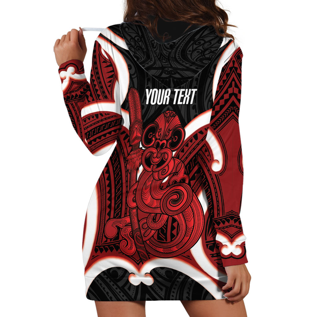 Whero Aotearoa Atua Tumatauenga Personalised Hoodie Dress Maori God Of War Tiki With Taiaha LT14 - Polynesian Pride