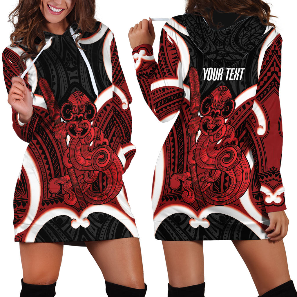 Whero Aotearoa Atua Tumatauenga Personalised Hoodie Dress Maori God Of War Tiki With Taiaha LT14 - Polynesian Pride