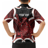 Whero Aotearoa Atua Tumatauenga Personalised Kid Hawaiian Shirt Maori God Of War Tiki With Taiaha LT14 - Polynesian Pride