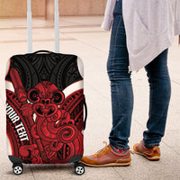Whero Aotearoa Atua Tumatauenga Personalised Luggage Cover Maori God Of War Tiki With Taiaha LT14 Red - Polynesian Pride