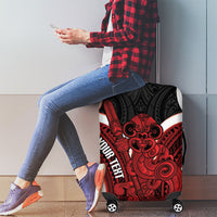 Whero Aotearoa Atua Tumatauenga Personalised Luggage Cover Maori God Of War Tiki With Taiaha LT14 - Polynesian Pride