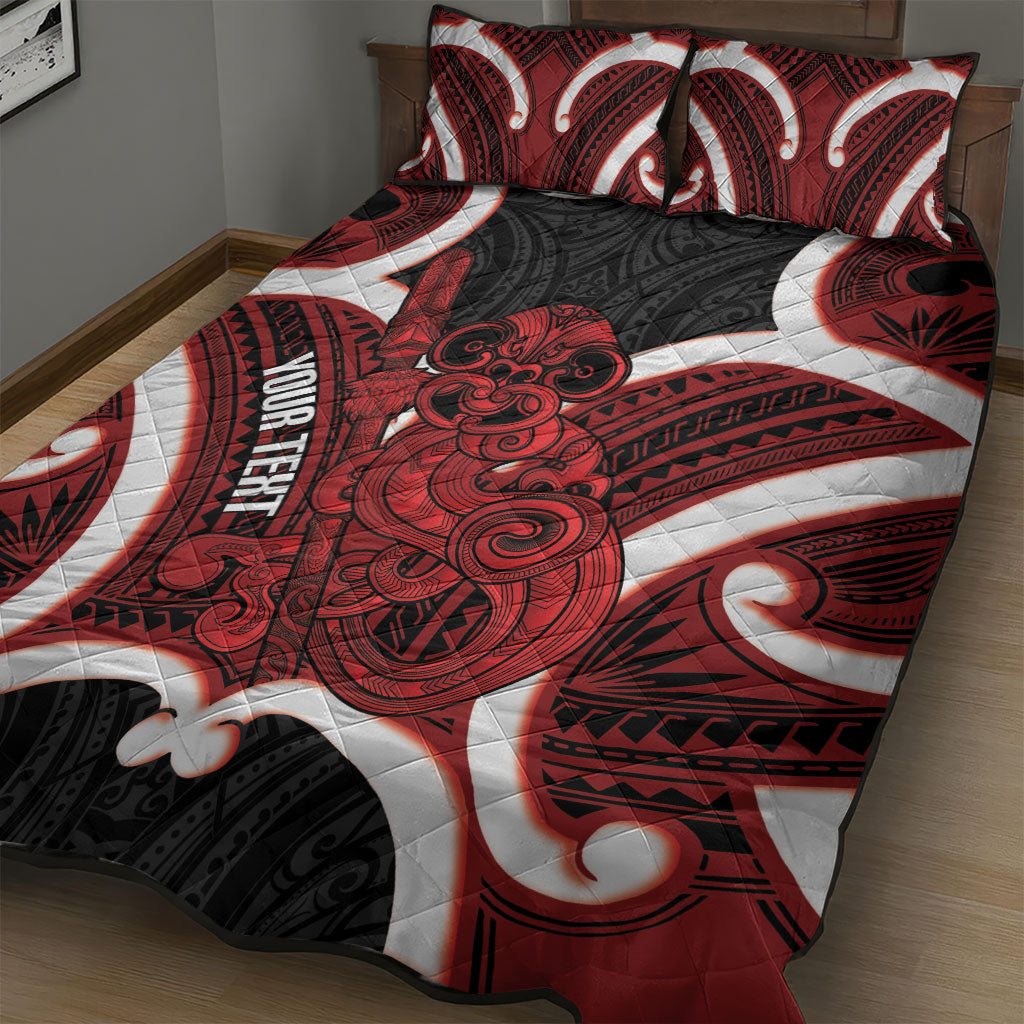 Whero Aotearoa Atua Tumatauenga Personalised Quilt Bed Set Maori God Of War Tiki With Taiaha LT14 - Polynesian Pride
