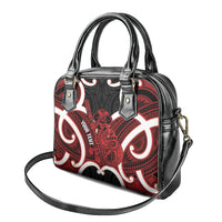 Whero Aotearoa Atua Tumatauenga Personalised Shoulder Handbag Maori God Of War Tiki With Taiaha LT14 - Polynesian Pride