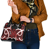 Whero Aotearoa Atua Tumatauenga Personalised Shoulder Handbag Maori God Of War Tiki With Taiaha LT14 - Polynesian Pride