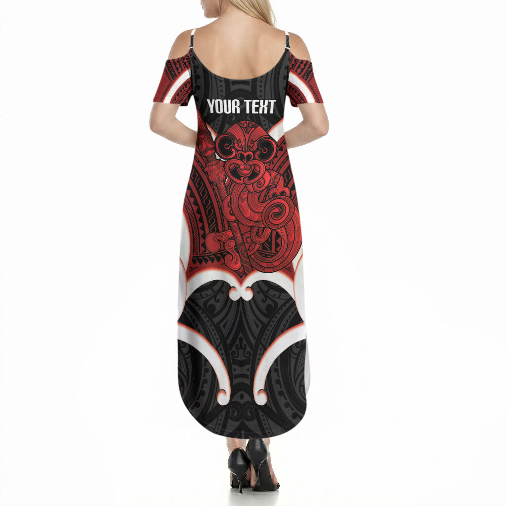Whero Aotearoa Atua Tumatauenga Personalised Summer Maxi Dress Maori God Of War Tiki With Taiaha