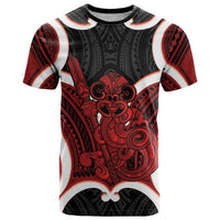 Whero Aotearoa Atua Tumatauenga Personalised T Shirt Maori God Of War Tiki With Taiaha LT14 Red - Polynesian Pride