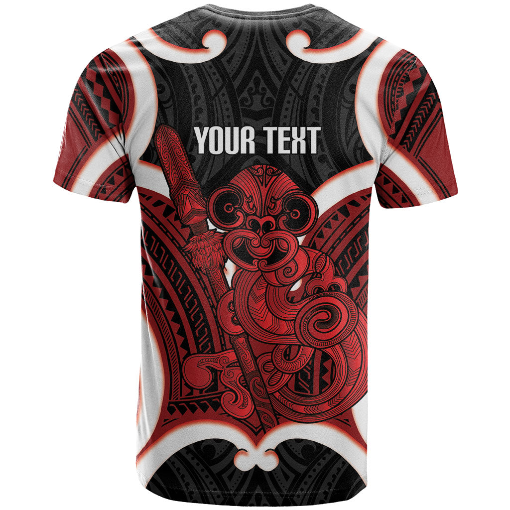 Whero Aotearoa Atua Tumatauenga Personalised T Shirt Maori God Of War Tiki With Taiaha LT14 - Polynesian Pride