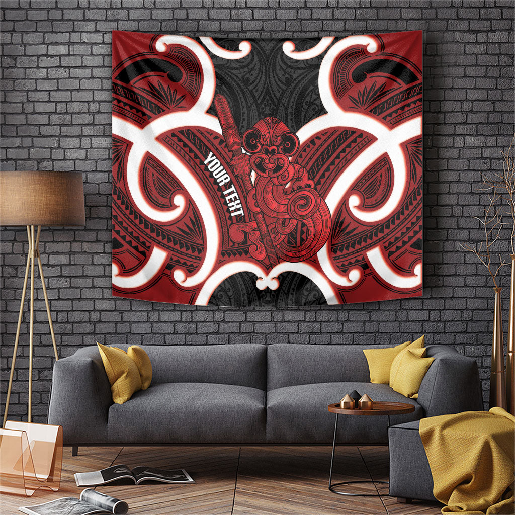 Whero Aotearoa Atua Tumatauenga Personalised Tapestry Maori God Of War Tiki With Taiaha