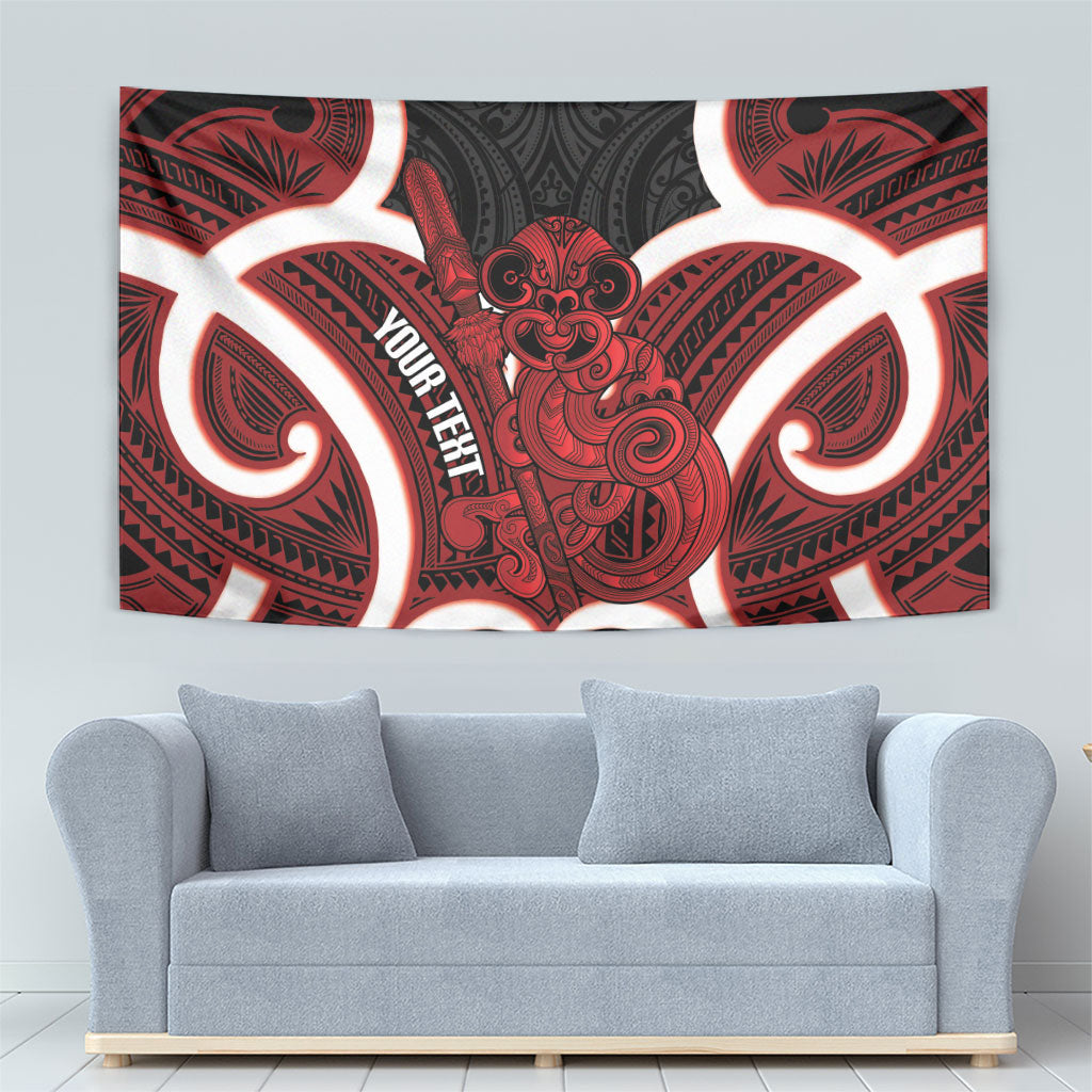 Whero Aotearoa Atua Tumatauenga Personalised Tapestry Maori God Of War Tiki With Taiaha