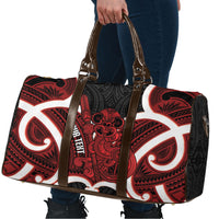 Whero Aotearoa Atua Tumatauenga Personalised Travel Bag Maori God Of War Tiki With Taiaha