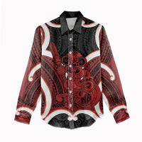 Whero Aotearoa Atua Tumatauenga Personalised Women Casual Shirt Maori God Of War Tiki With Taiaha LT14 - Polynesian Pride