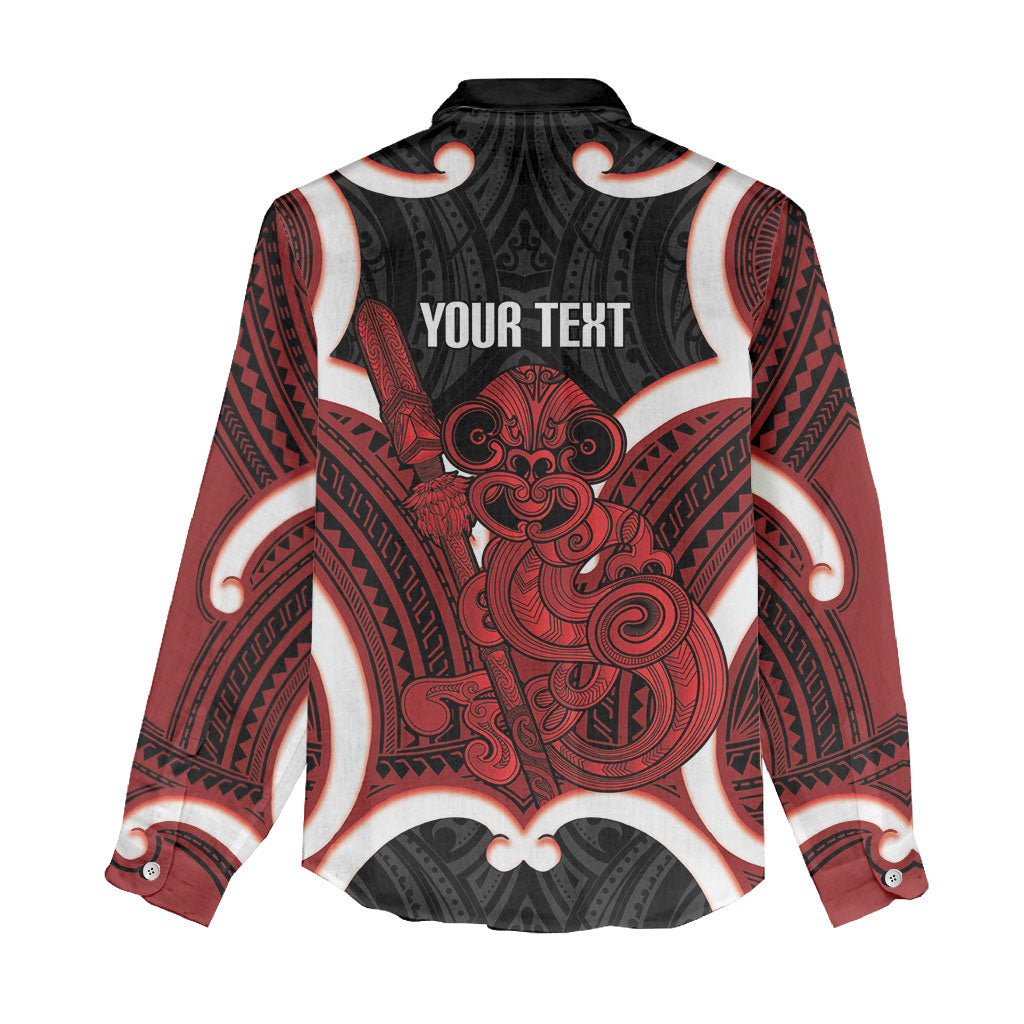 Whero Aotearoa Atua Tumatauenga Personalised Women Casual Shirt Maori God Of War Tiki With Taiaha LT14 - Polynesian Pride