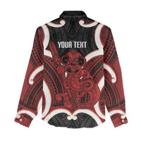 Whero Aotearoa Atua Tumatauenga Personalised Women Casual Shirt Maori God Of War Tiki With Taiaha LT14 - Polynesian Pride