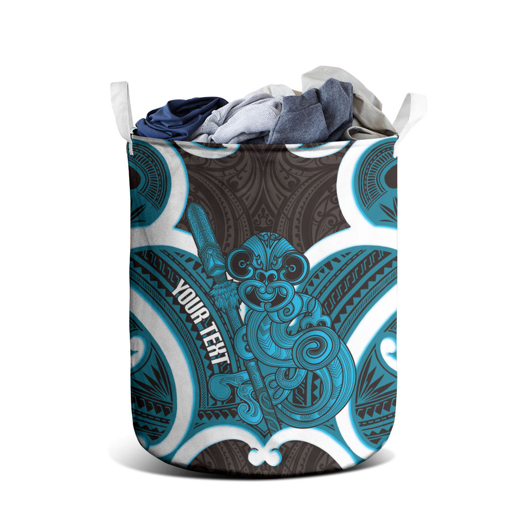 Kikorangi Aotearoa Atua Tumatauenga Personalised Laundry Basket Maori God Of War Tiki With Taiaha LT14 - Polynesian Pride
