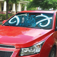 Kikorangi Aotearoa Atua Tumatauenga Personalised Auto Sun Shade Maori God Of War Tiki With Taiaha LT14 - Polynesian Pride