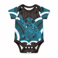 Kikorangi Aotearoa Atua Tumatauenga Personalised Baby Onesie Maori God Of War Tiki With Taiaha
