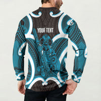 Kikorangi Aotearoa Atua Tumatauenga Personalised Button Sweatshirt Maori God Of War Tiki With Taiaha LT14 - Polynesian Pride