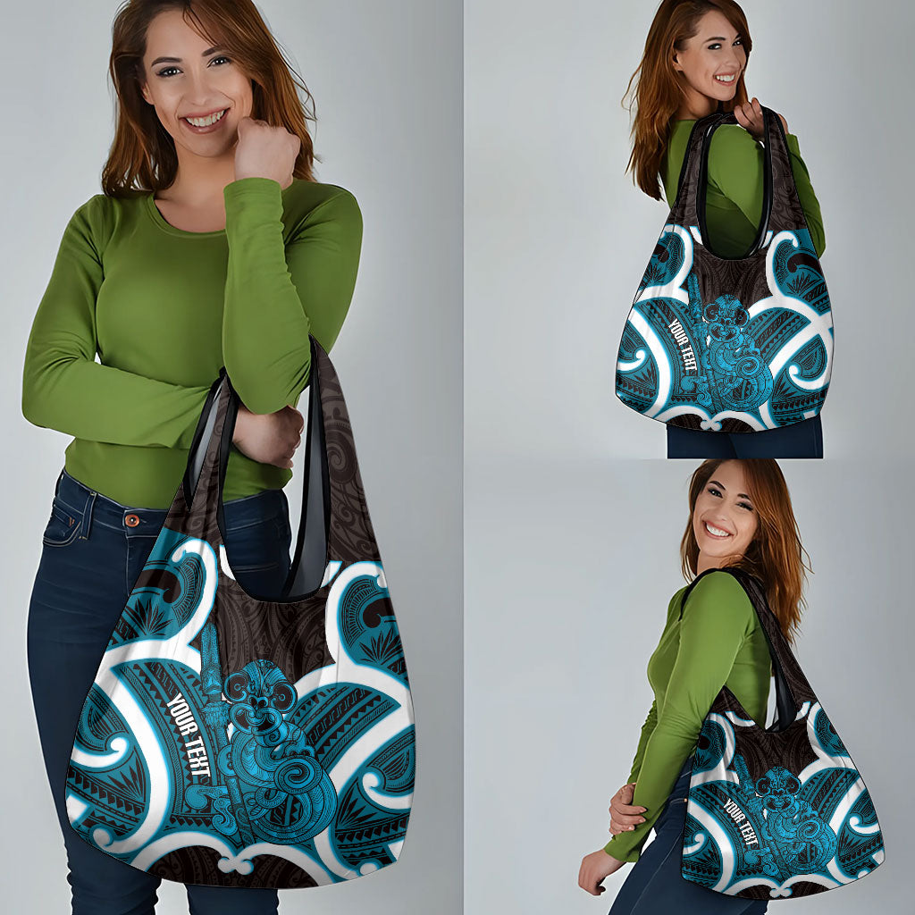 Kikorangi Aotearoa Atua Tumatauenga Personalised Grocery Bag Maori God Of War Tiki With Taiaha LT14 - Polynesian Pride