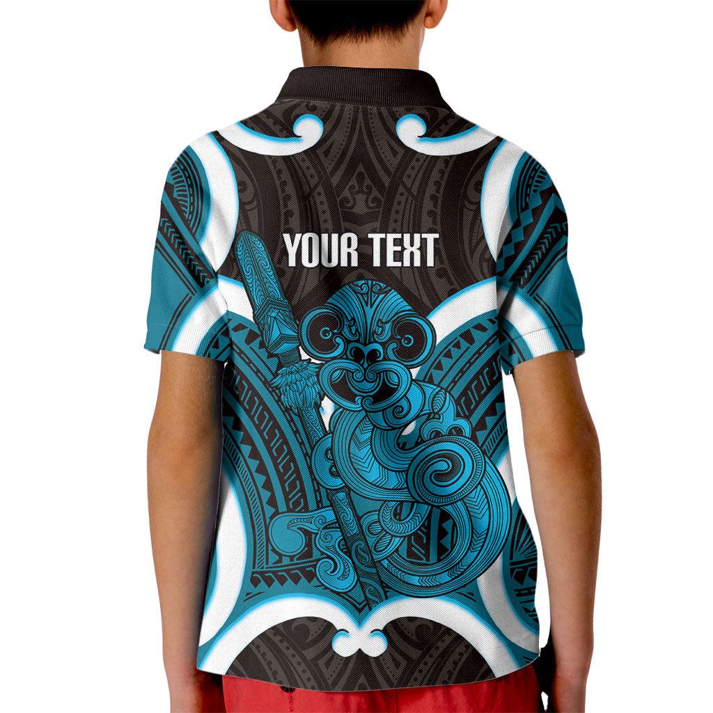 Kikorangi Aotearoa Atua Tumatauenga Personalised Kid Polo Shirt Maori God Of War Tiki With Taiaha LT14 - Polynesian Pride