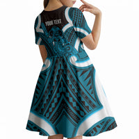 Kikorangi Aotearoa Atua Tumatauenga Personalised Kid Short Sleeve Dress Maori God Of War Tiki With Taiaha LT14 - Polynesian Pride