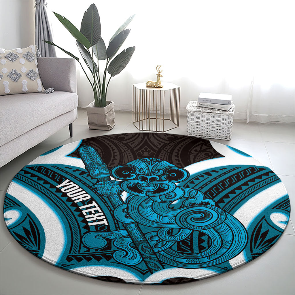 Kikorangi Aotearoa Atua Tumatauenga Personalised Round Carpet Maori God Of War Tiki With Taiaha LT14 - Polynesian Pride