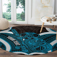 Kikorangi Aotearoa Atua Tumatauenga Personalised Round Carpet Maori God Of War Tiki With Taiaha LT14 - Polynesian Pride