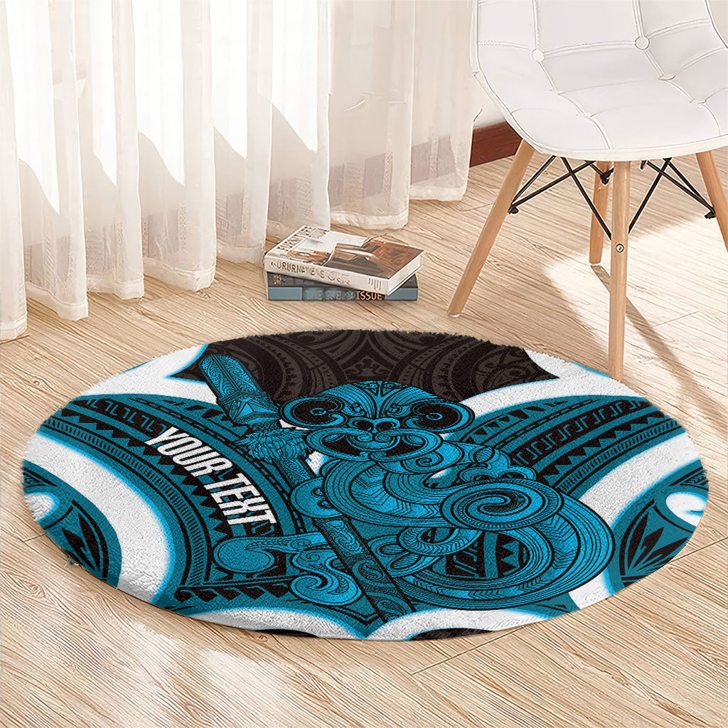 Kikorangi Aotearoa Atua Tumatauenga Personalised Round Carpet Maori God Of War Tiki With Taiaha LT14 - Polynesian Pride